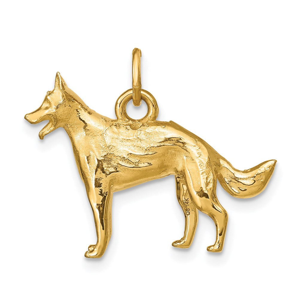 Alternate view of the 14k Yellow Gold 3D German Shepherd Charm or Pendant by The Black Bow Jewelry Co.