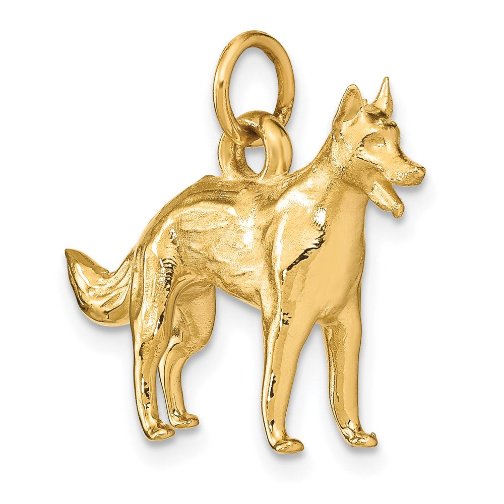 Alternate view of the 14k Yellow Gold 3D German Shepherd Charm or Pendant by The Black Bow Jewelry Co.