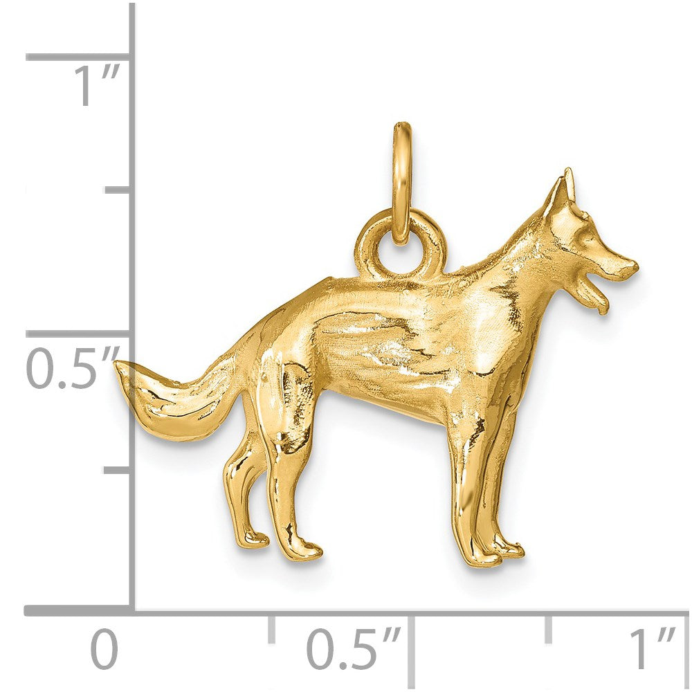 Alternate view of the 14k Yellow Gold 3D German Shepherd Charm or Pendant by The Black Bow Jewelry Co.