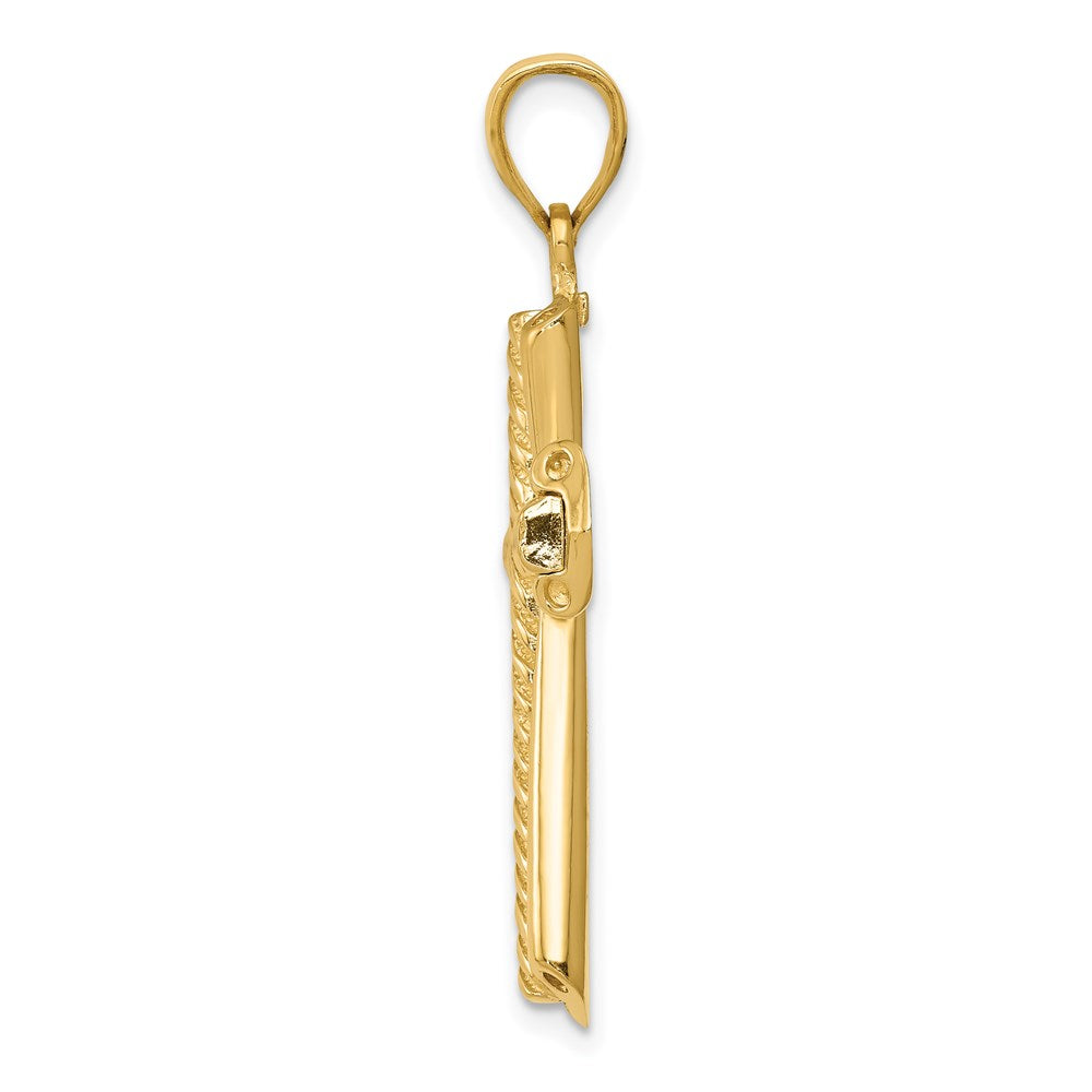 Alternate view of the 14k Yellow Gold Rope Cross Pendant by The Black Bow Jewelry Co.
