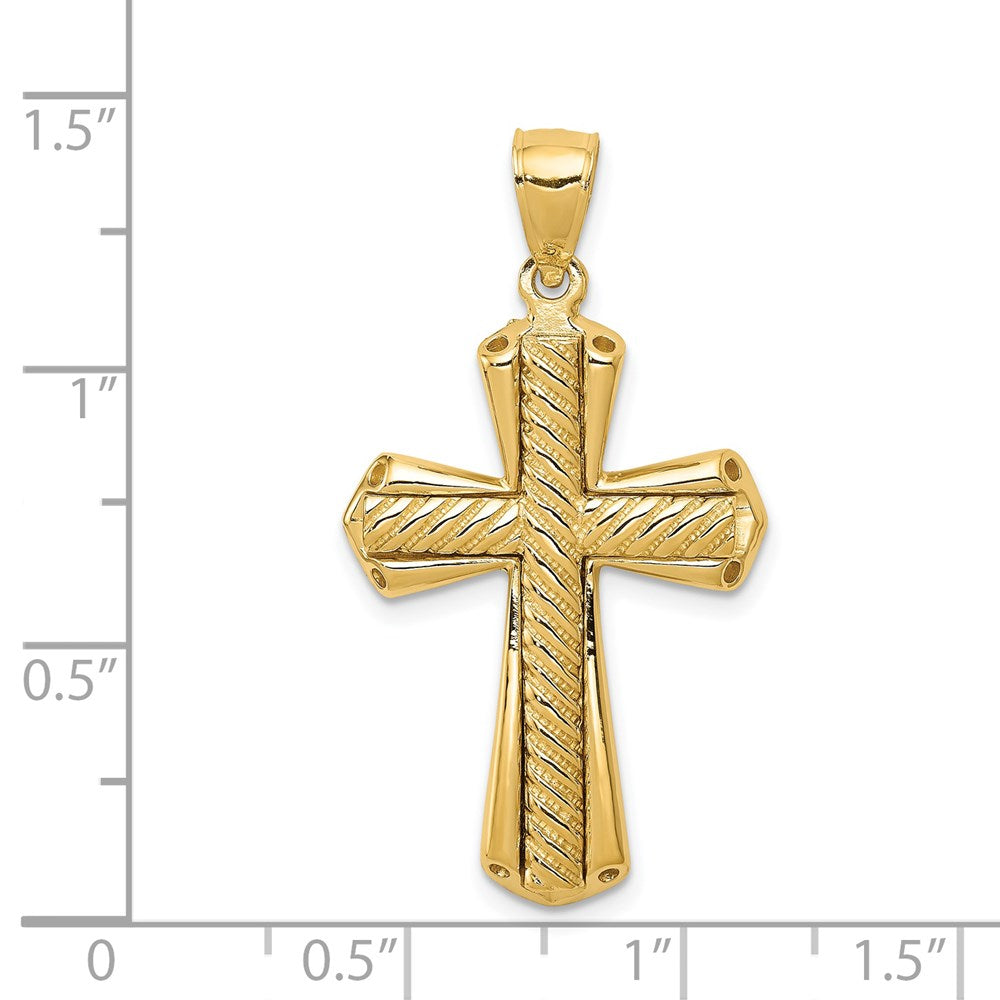 Alternate view of the 14k Yellow Gold Rope Cross Pendant by The Black Bow Jewelry Co.