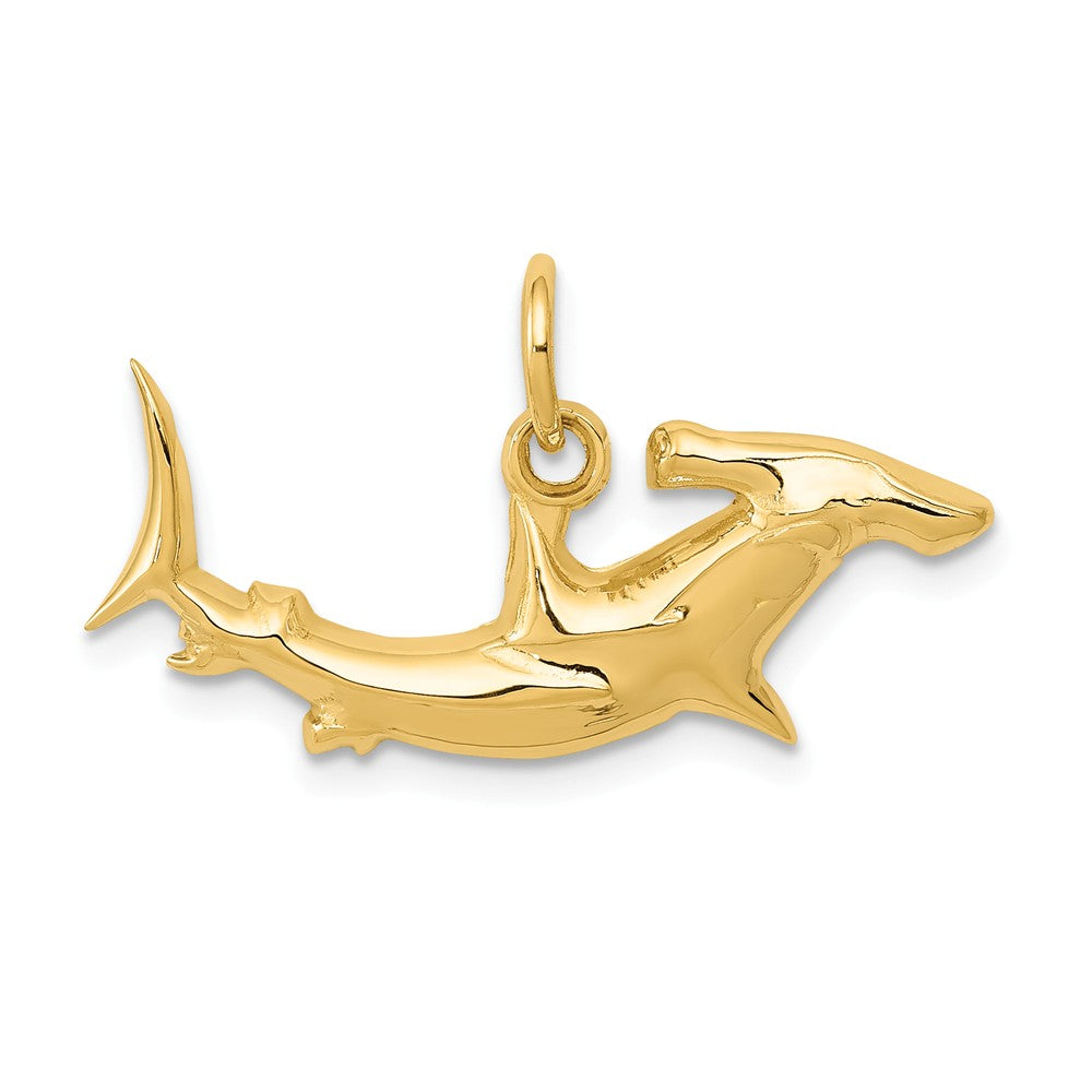 14k Yellow Gold Hammerhead Shark Charm, Item P10601 by The Black Bow Jewelry Co.