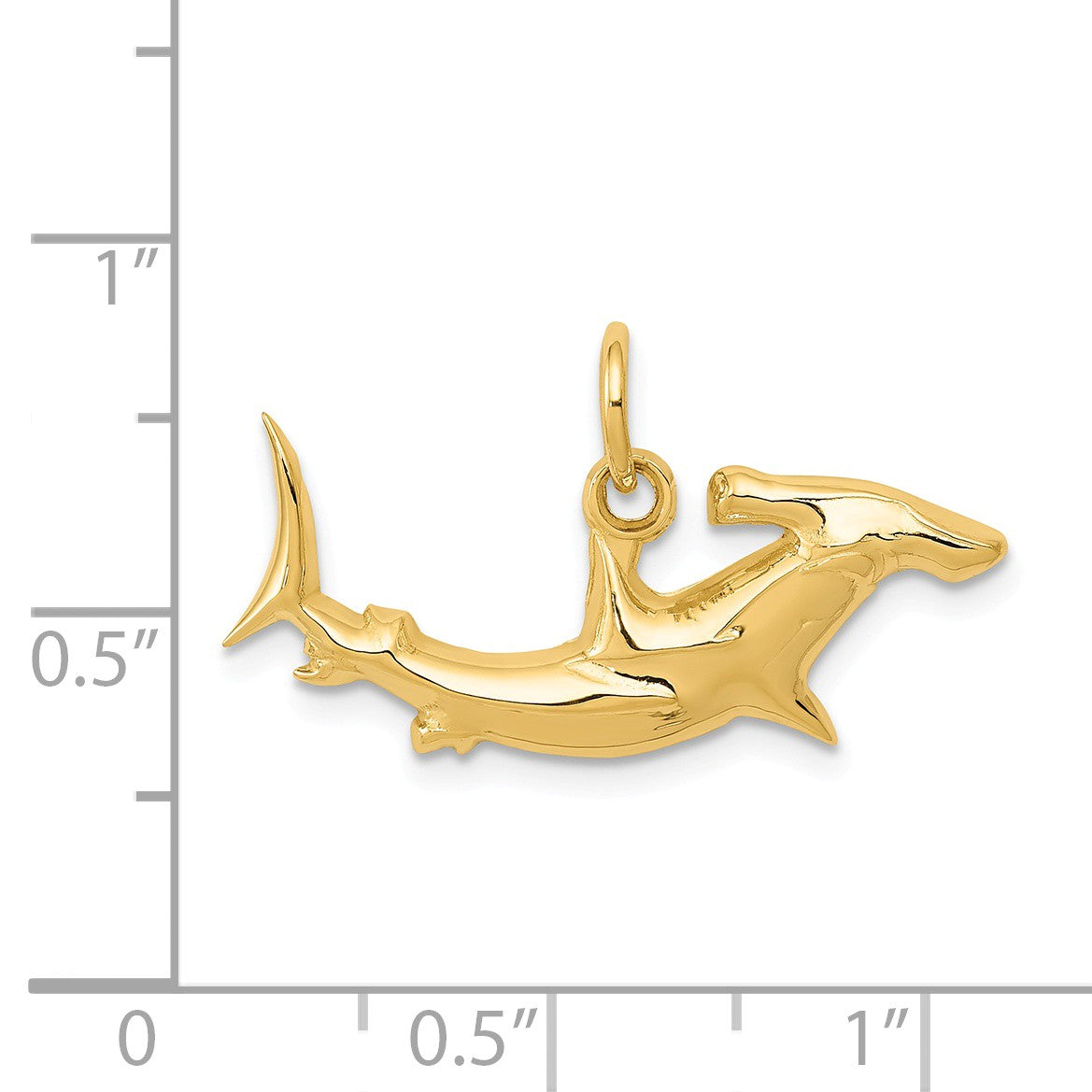 Alternate view of the 14k Yellow Gold Hammerhead Shark Charm by The Black Bow Jewelry Co.