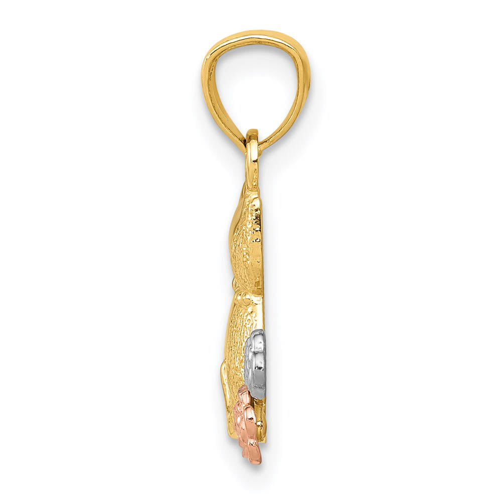 Alternate view of the 14k Yellow & Rose Gold with White Rhodium Double Cat Pendant by The Black Bow Jewelry Co.