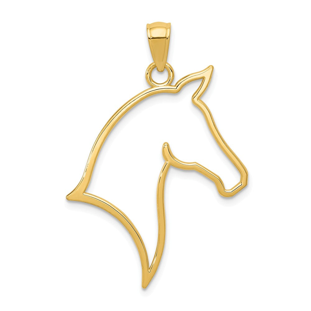 14k Yellow Gold Horse Head Silhouette Pendant, Item P10618 by The Black Bow Jewelry Co.