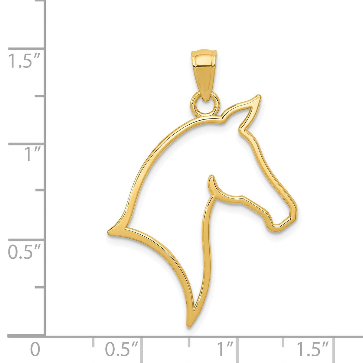 Alternate view of the 14k Yellow Gold Horse Head Silhouette Pendant by The Black Bow Jewelry Co.