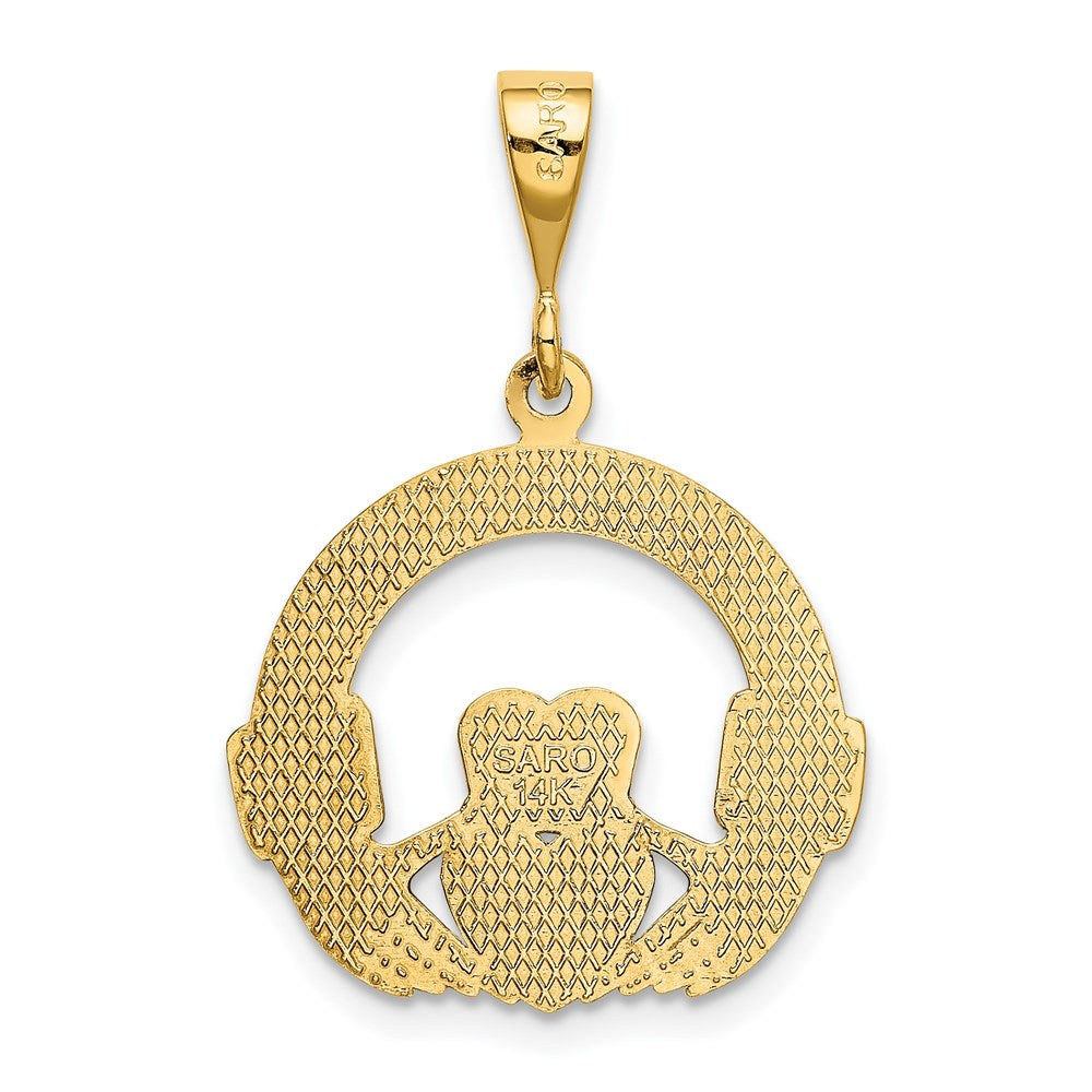 Alternate view of the 14k Yellow Gold Claddagh Pendant, 20mm by The Black Bow Jewelry Co.
