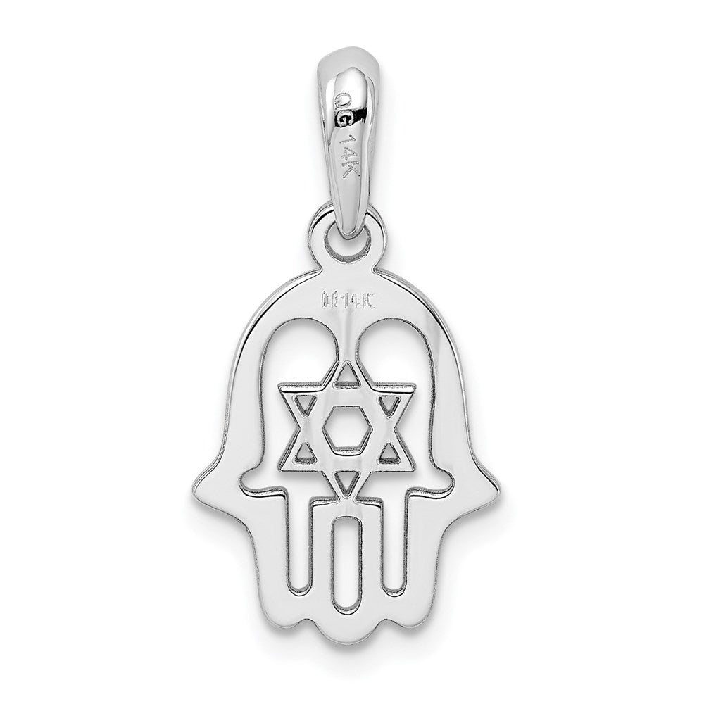 Alternate view of the 14k White Gold Polished Star of David Chamseh Pendant by The Black Bow Jewelry Co.