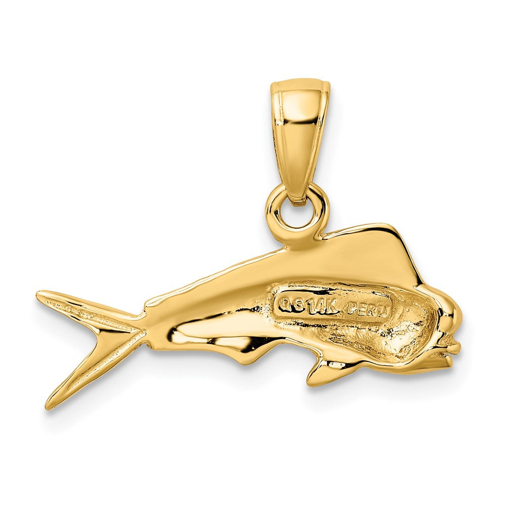 Alternate view of the 14k Yellow Gold Polished Mahi Mahi Fish Pendant by The Black Bow Jewelry Co.