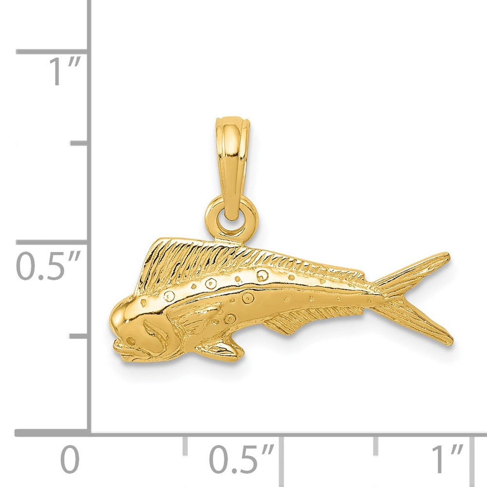 Alternate view of the 14k Yellow Gold Polished Mahi Mahi Fish Pendant by The Black Bow Jewelry Co.