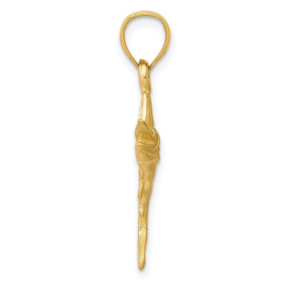 Alternate view of the 14k Yellow Gold Small Satin and Diamond Cut Sailfish Pendant by The Black Bow Jewelry Co.