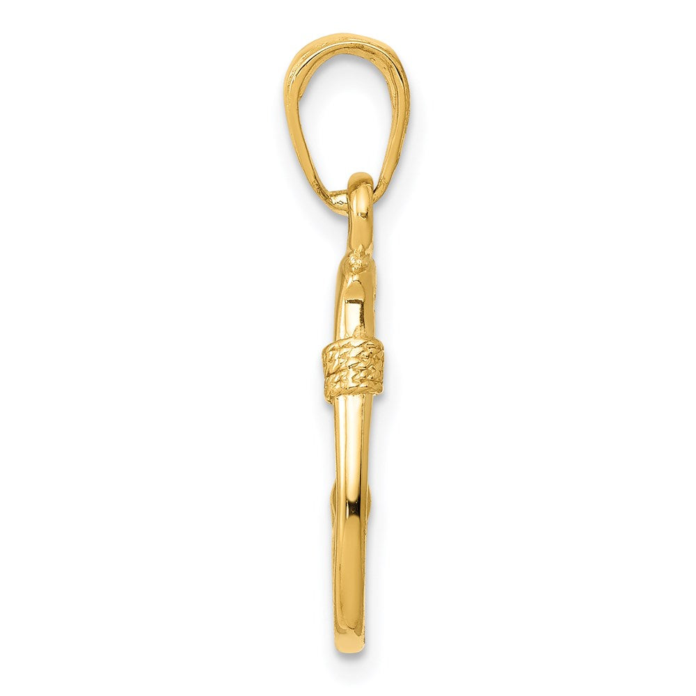 Alternate view of the 14k Yellow Gold Small 3D Fishhook Pendant by The Black Bow Jewelry Co.