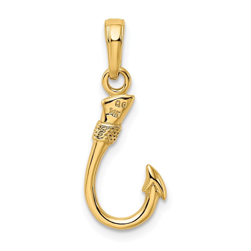 Alternate view of the 14k Yellow Gold Small 3D Fishhook Pendant by The Black Bow Jewelry Co.