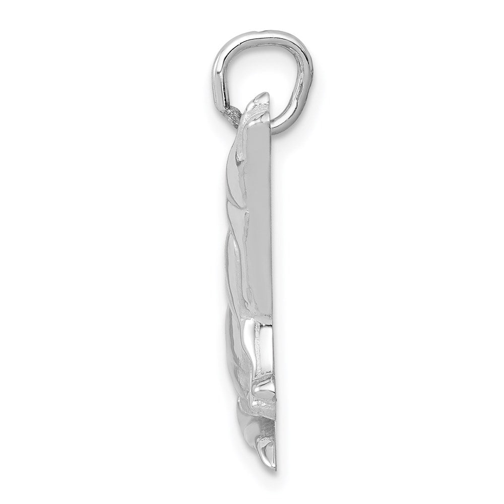 Alternate view of the 14k White Gold Polished Wolf Charm or Pendant by The Black Bow Jewelry Co.