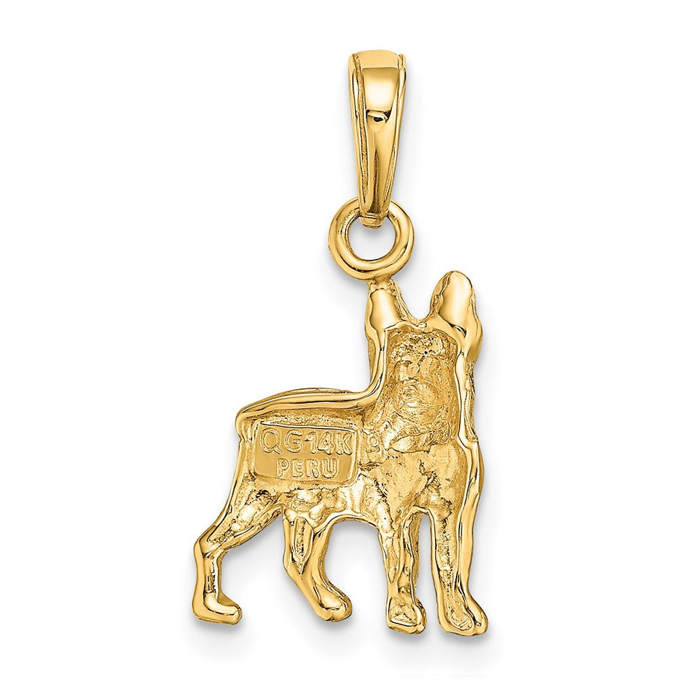 Alternate view of the 14k Yellow Gold Polished 2D Boston Terrier Pendant by The Black Bow Jewelry Co.