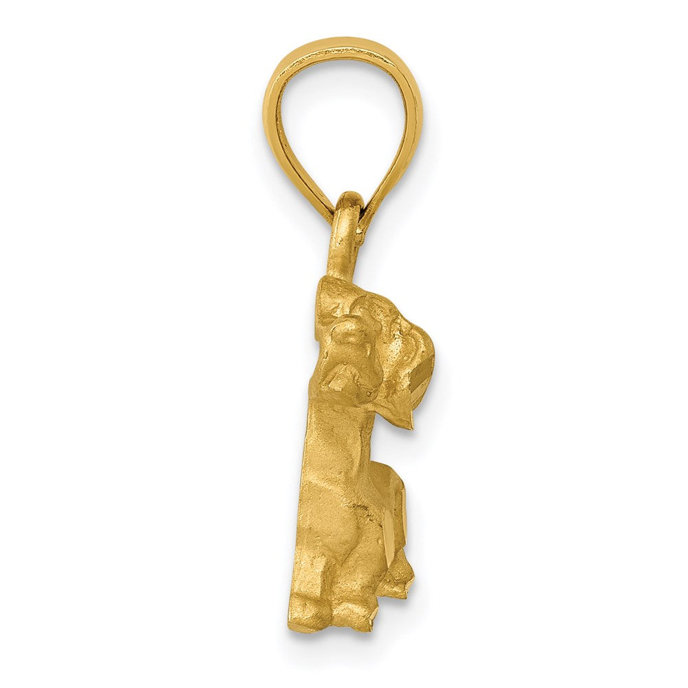 Alternate view of the 14k Yellow Gold Satin and Diamond Cut Dachshund Pendant by The Black Bow Jewelry Co.