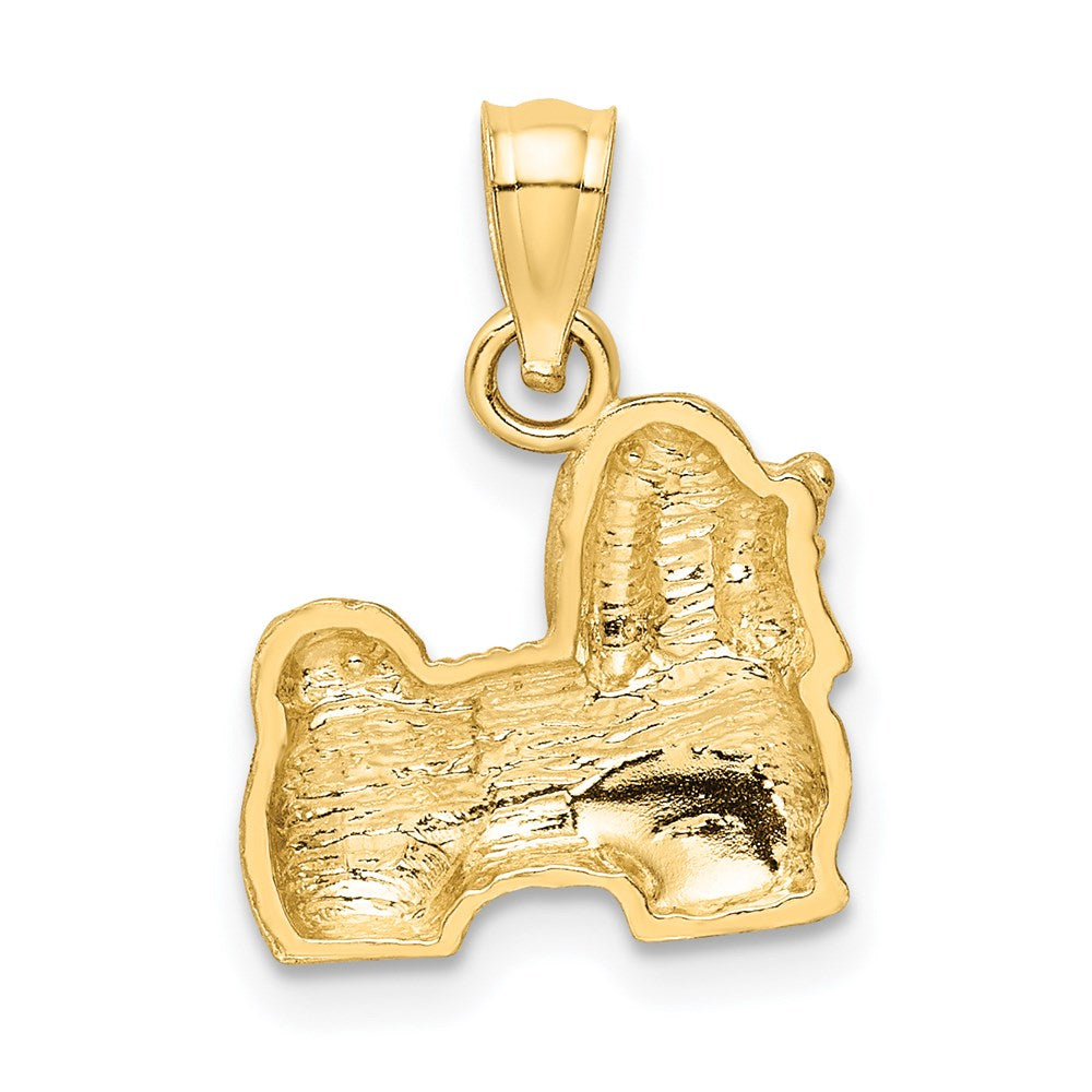 Alternate view of the 14k Yellow Gold Small Satin and Diamond Cut Shih Tzu Pendant by The Black Bow Jewelry Co.
