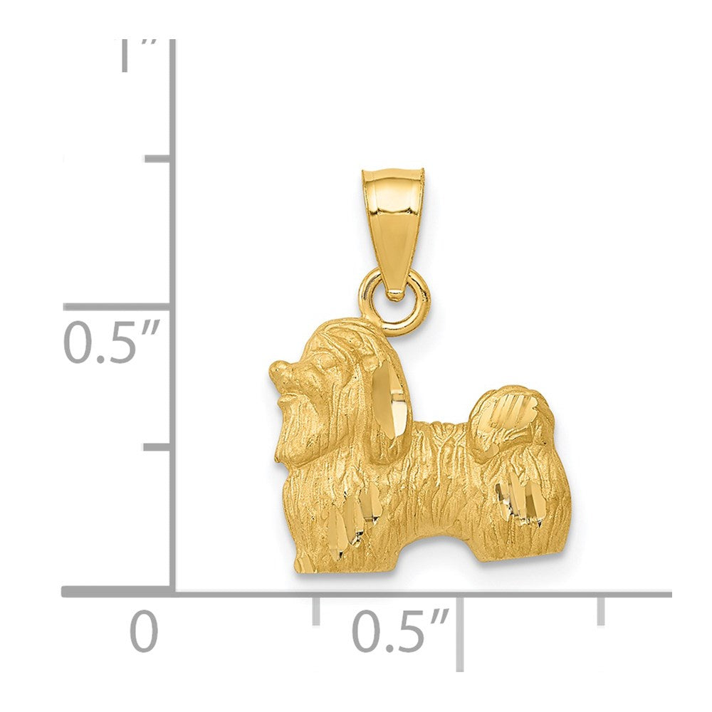 Alternate view of the 14k Yellow Gold Small Satin and Diamond Cut Shih Tzu Pendant by The Black Bow Jewelry Co.