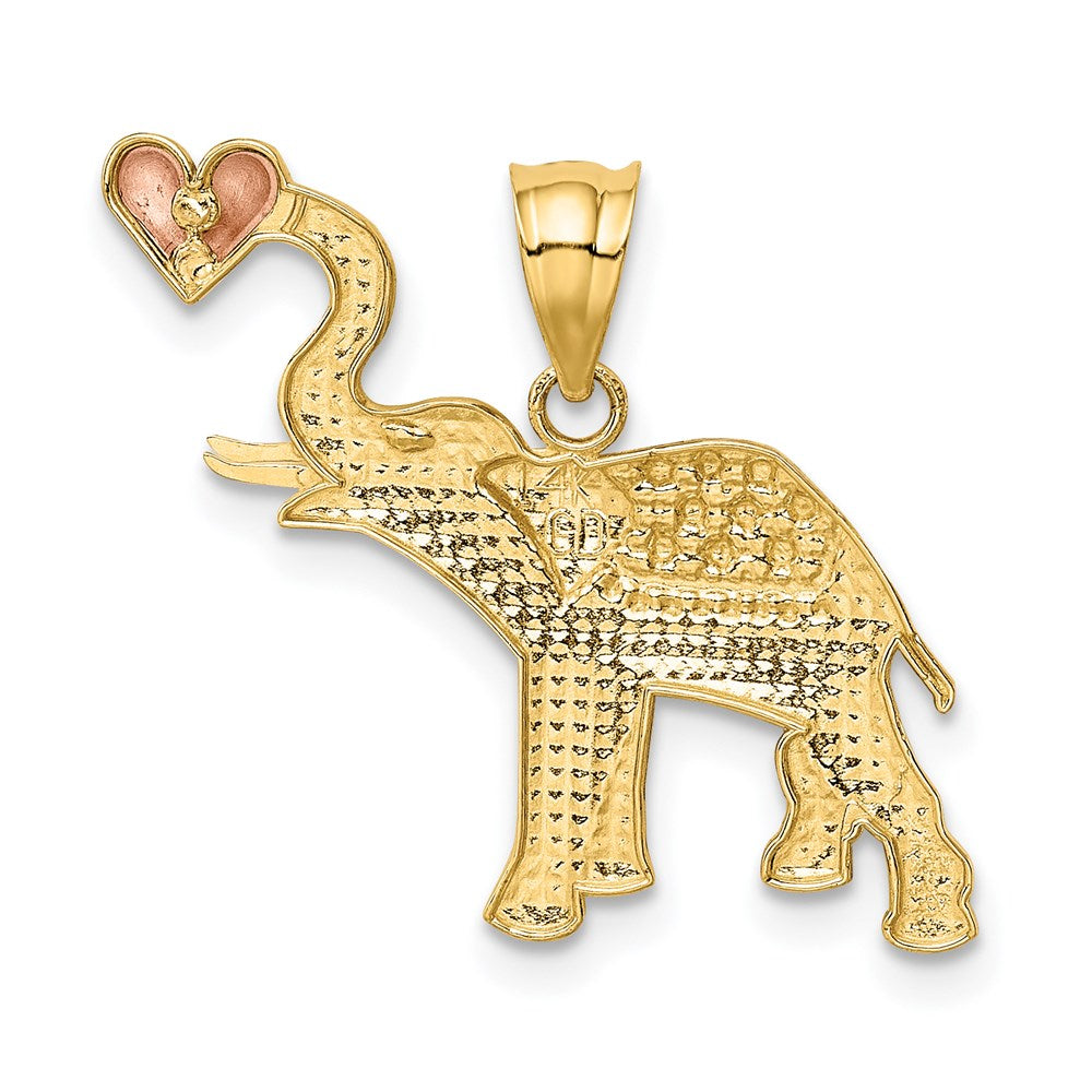 Alternate view of the 14k Yellow & Rose Gold with White Rhodium Elephant Heart Pendant by The Black Bow Jewelry Co.