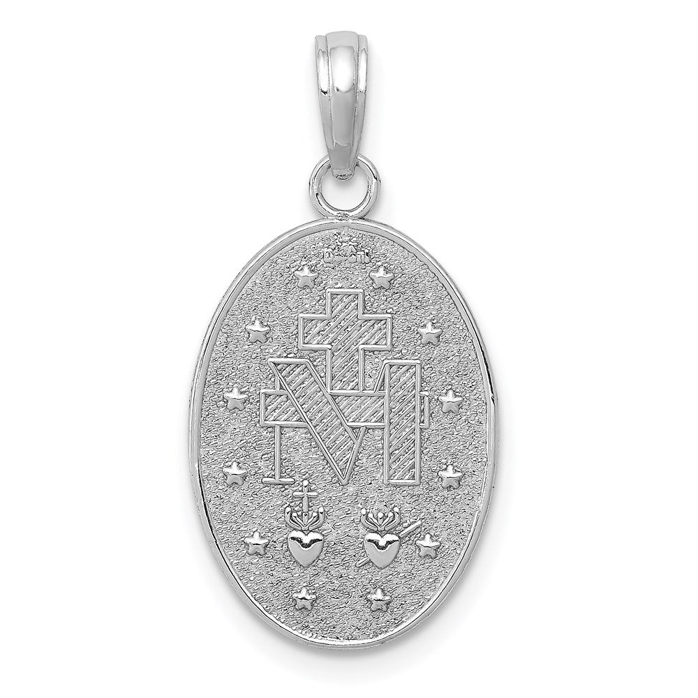 Alternate view of the 14k White Gold Miraculous Medal Pendant, 20mm by The Black Bow Jewelry Co.