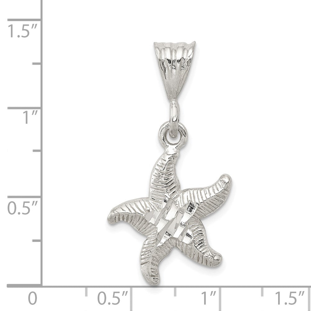 Alternate view of the Sterling Silver Diamond Cut Starfish Pendant by The Black Bow Jewelry Co.