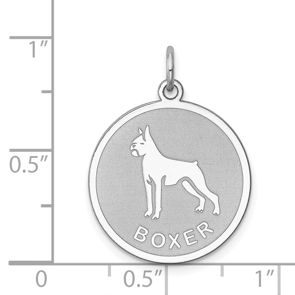 Alternate view of the Sterling Silver Laser Etched Boxer Dog Pendant, 19mm by The Black Bow Jewelry Co.