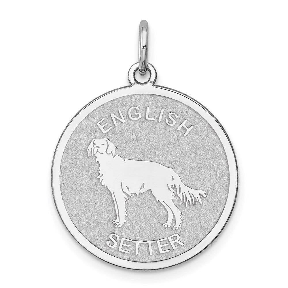 Sterling Silver Laser Etched English Setter Dog Pendant, 19mm, Item P10748 by The Black Bow Jewelry Co.