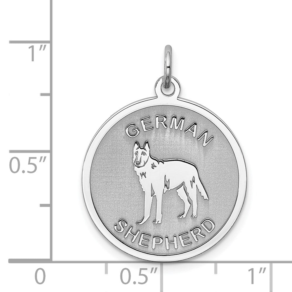 Alternate view of the Sterling Silver Laser Etched German Shepherd Dog Pendant, 19mm by The Black Bow Jewelry Co.