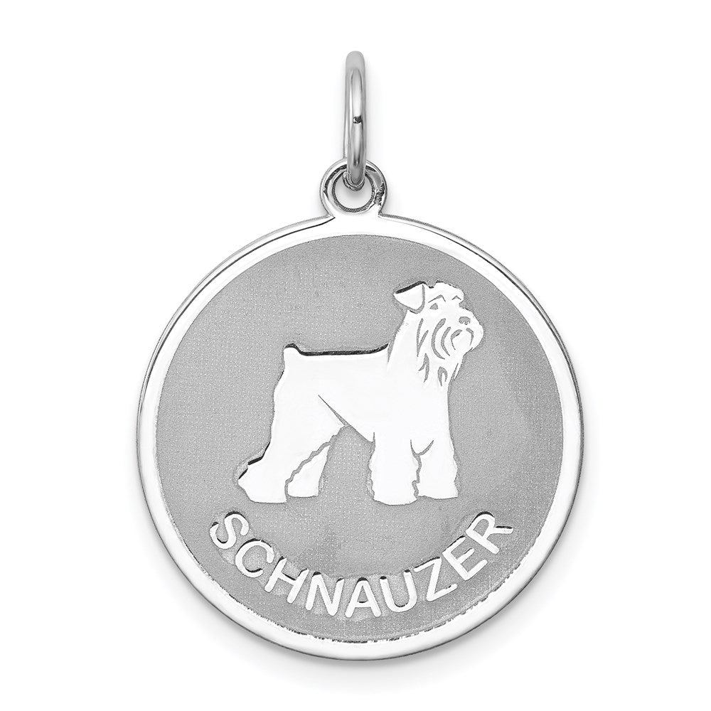 Sterling Silver Laser Etched Schnauzer Dog Pendant, 19mm, Item P10766 by The Black Bow Jewelry Co.