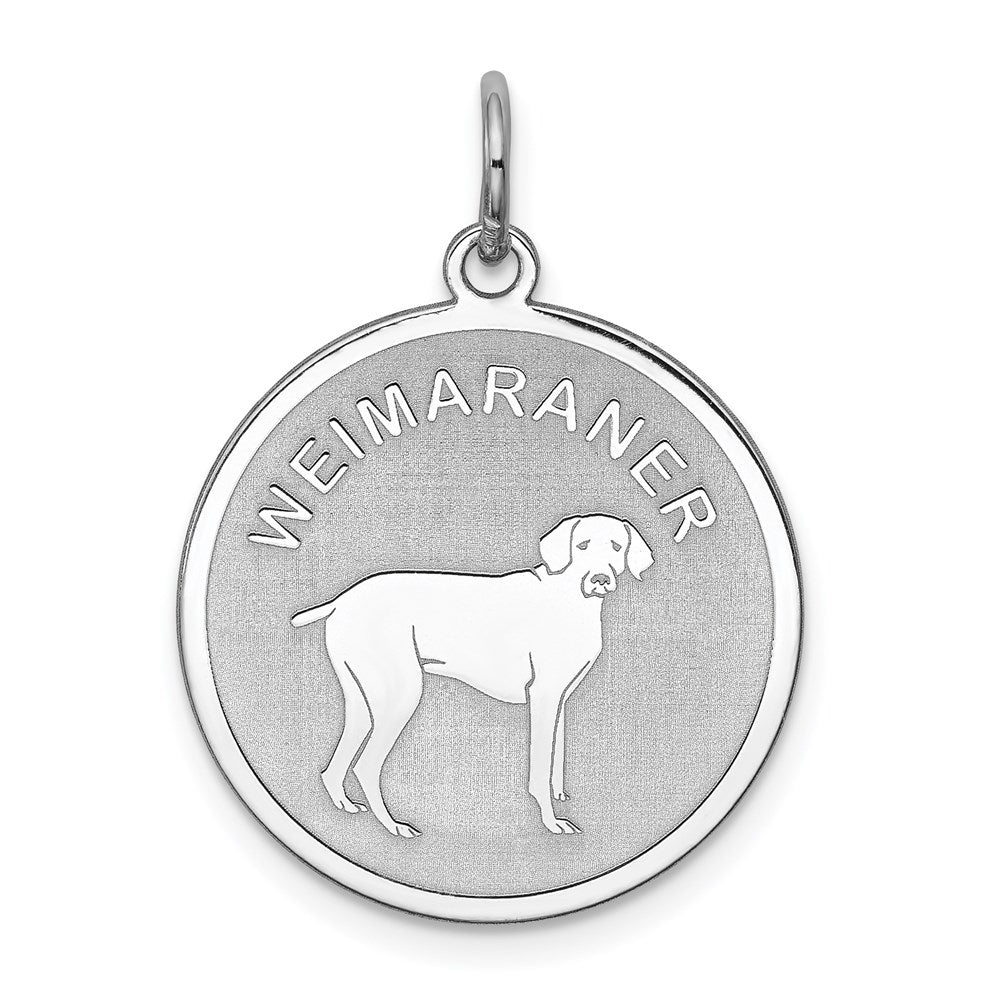 Sterling Silver Laser Etched Weimaraner Dog Pendant, 19mm, Item P10773 by The Black Bow Jewelry Co.