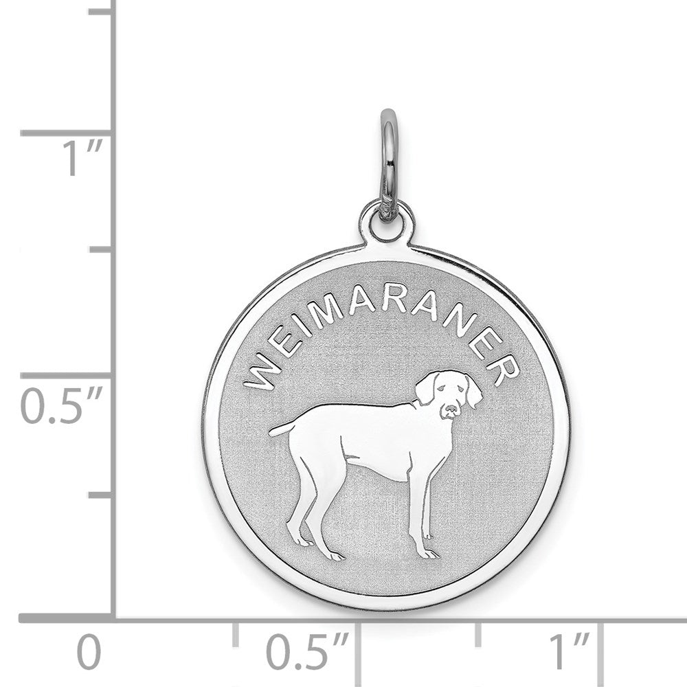 Alternate view of the Sterling Silver Laser Etched Weimaraner Dog Pendant, 19mm by The Black Bow Jewelry Co.