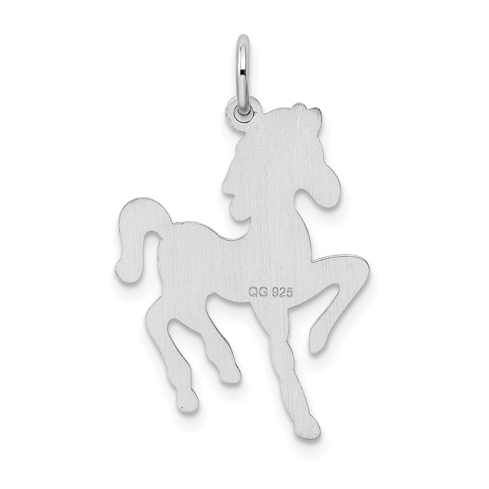 Alternate view of the Sterling Silver Polished Prancing Horse Pendant by The Black Bow Jewelry Co.