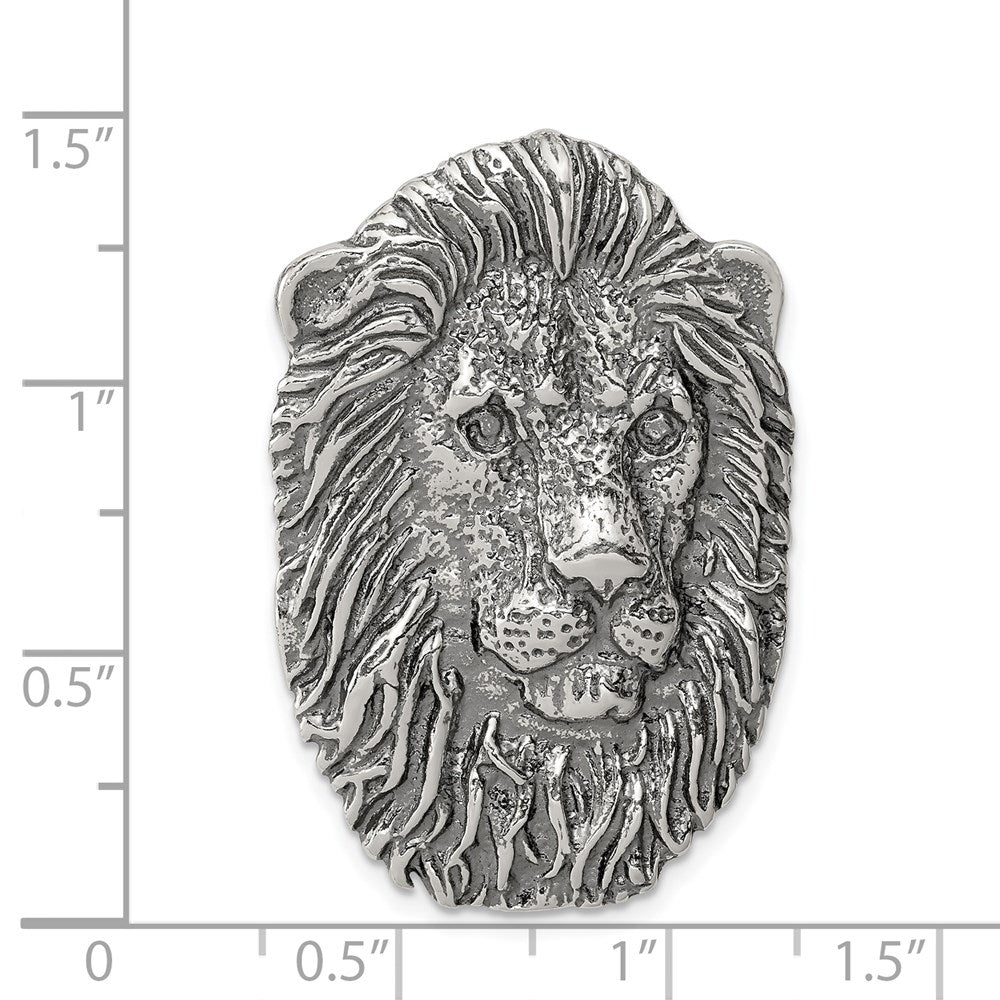 Alternate view of the Sterling Silver Large Antiqued Lion&#39;s Head Pendant by The Black Bow Jewelry Co.