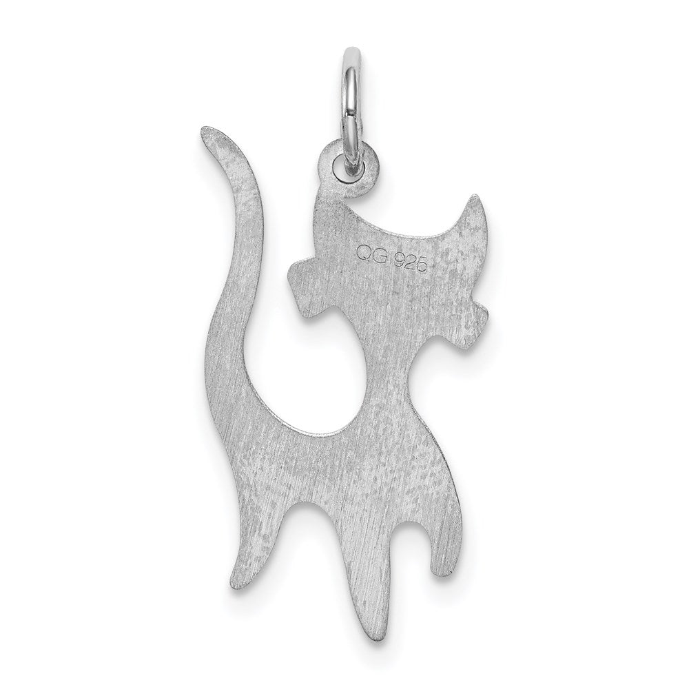 Alternate view of the Sterling Silver Whimsical Cat Charm or Pendant by The Black Bow Jewelry Co.