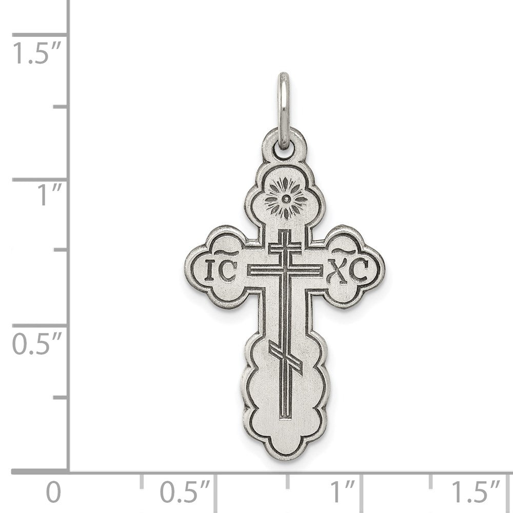 Alternate view of the Sterling Silver Antiqued Eastern Orthodox Cross Pendant, 13 x 25mm by The Black Bow Jewelry Co.