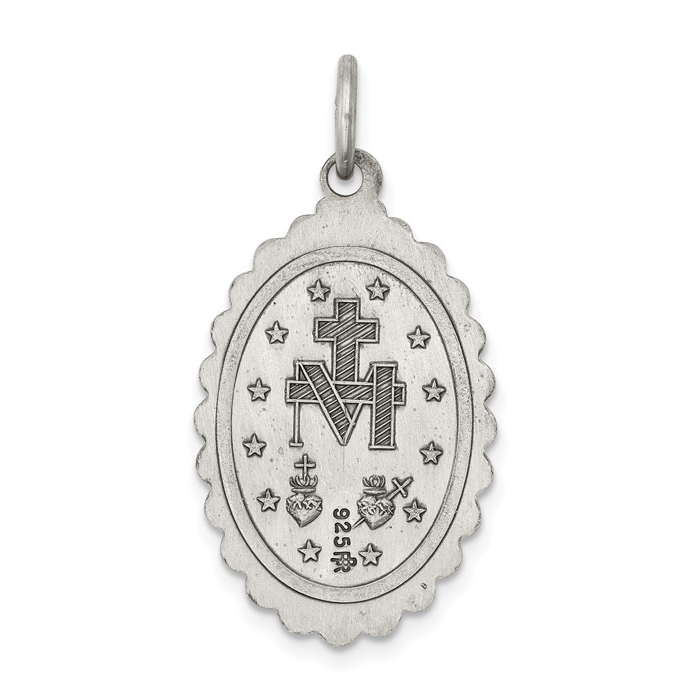 Alternate view of the Sterling Silver Antiqued Miraculous Medal Pendant by The Black Bow Jewelry Co.