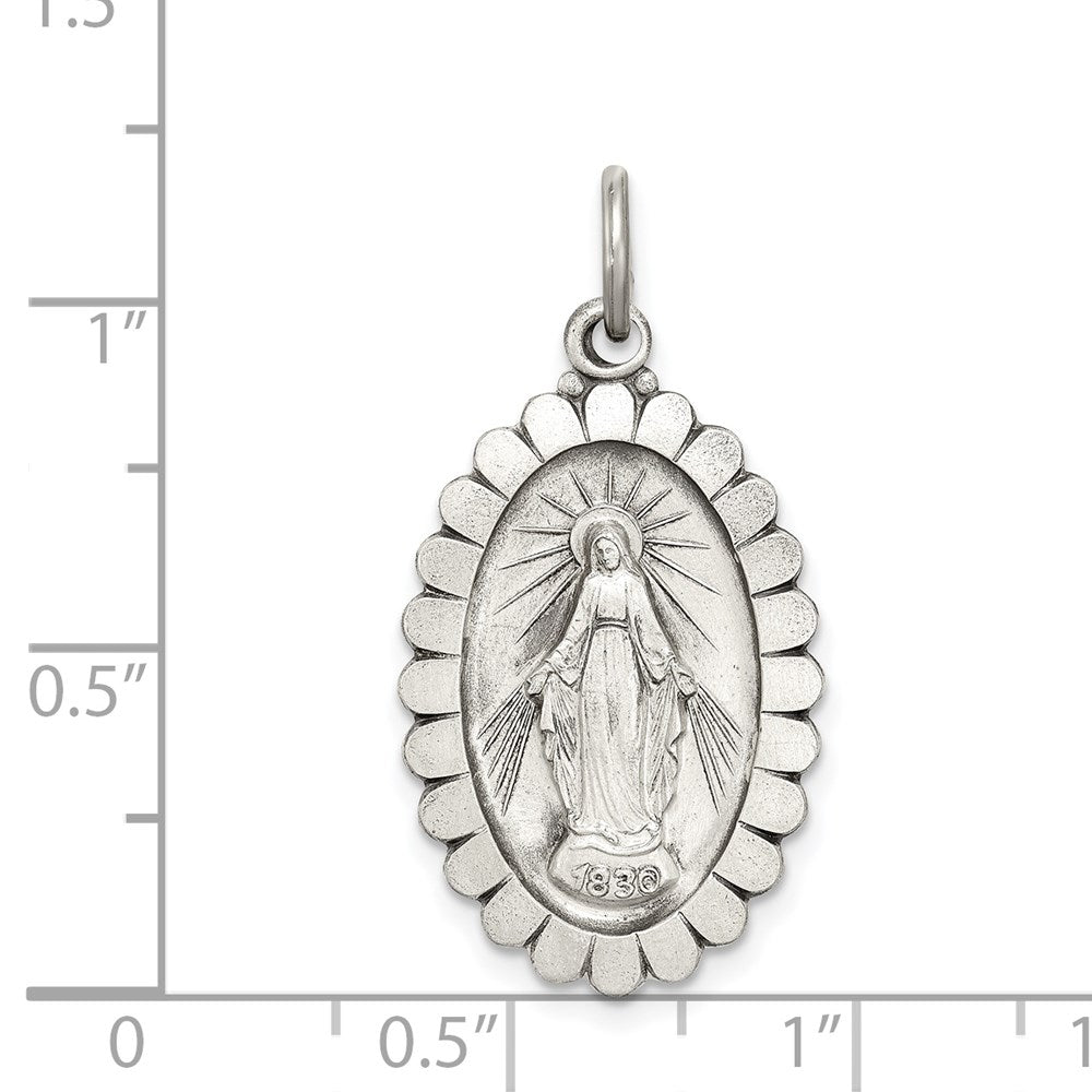 Alternate view of the Sterling Silver Antiqued Miraculous Medal Pendant by The Black Bow Jewelry Co.