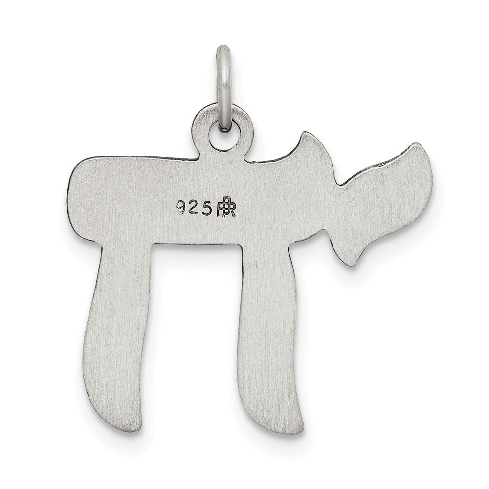 Alternate view of the Sterling Silver Antiqued Chai Pendant by The Black Bow Jewelry Co.
