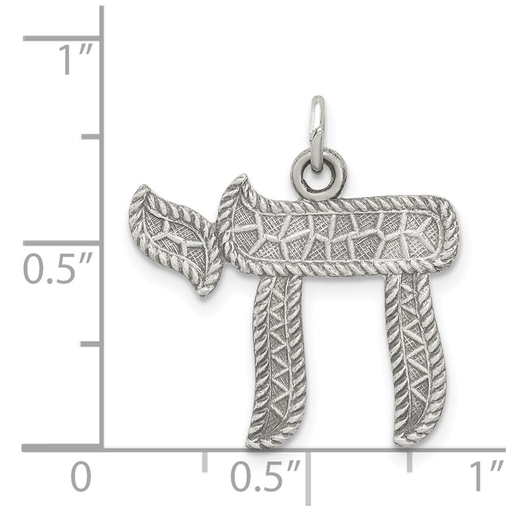 Alternate view of the Sterling Silver Antiqued Chai Pendant by The Black Bow Jewelry Co.