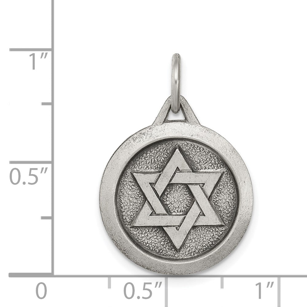 Alternate view of the Sterling Silver Antiqued Star of David Medal, 17mm by The Black Bow Jewelry Co.
