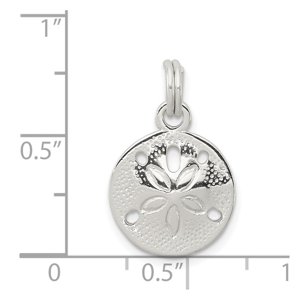 Alternate view of the Sterling Silver 13mm Polished Sand Dollar Charm by The Black Bow Jewelry Co.