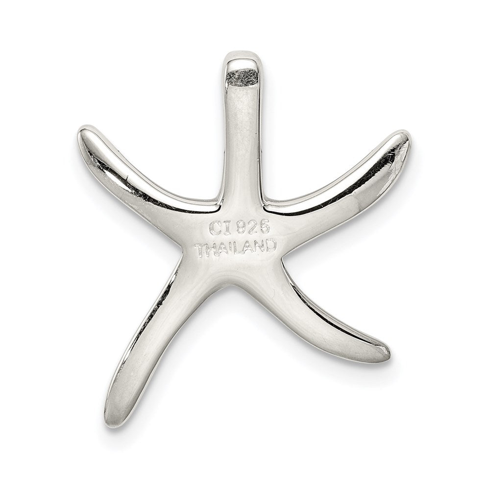 Alternate view of the Sterling Silver 22mm Polished Pencil Starfish Slide Pendant by The Black Bow Jewelry Co.