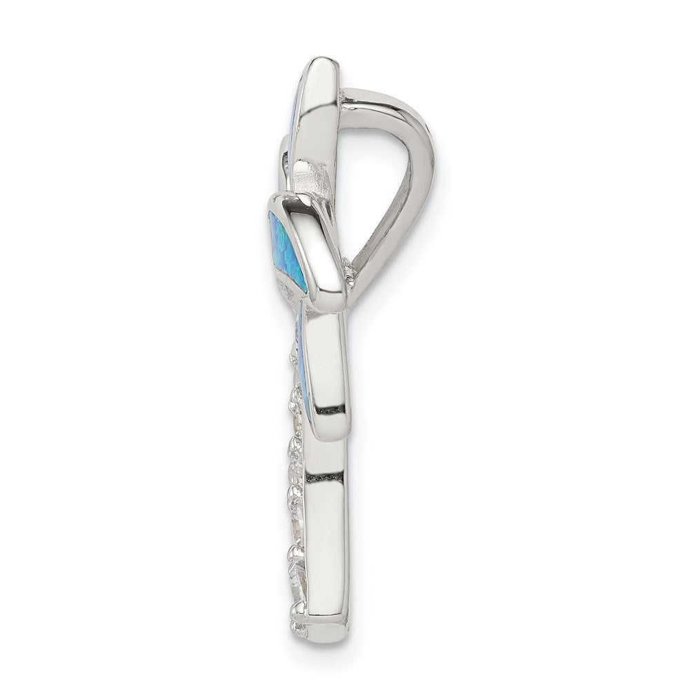 Alternate view of the Sterling Silver, Created Opal and Cubic Zirconia Palm Tree Pendant by The Black Bow Jewelry Co.