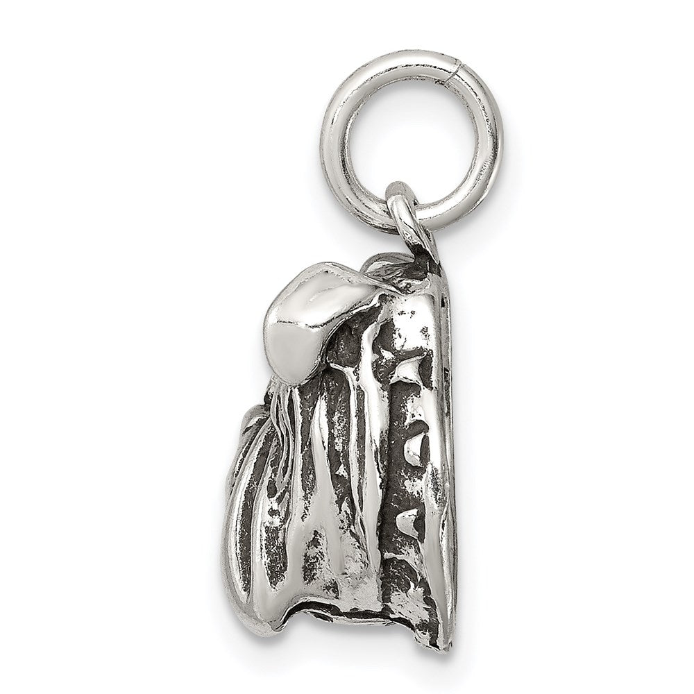 Alternate view of the Sterling Silver 12mm Antiqued Bulldog Head Charm or Pendant by The Black Bow Jewelry Co.