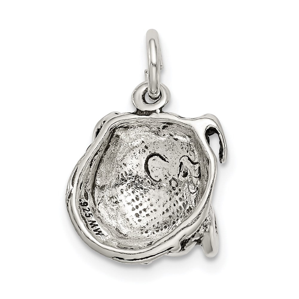 Alternate view of the Sterling Silver 12mm Antiqued Bulldog Head Charm or Pendant by The Black Bow Jewelry Co.