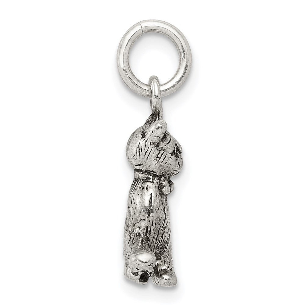 Alternate view of the Sterling Silver 3D Antiqued Cat Charm or Pendant by The Black Bow Jewelry Co.