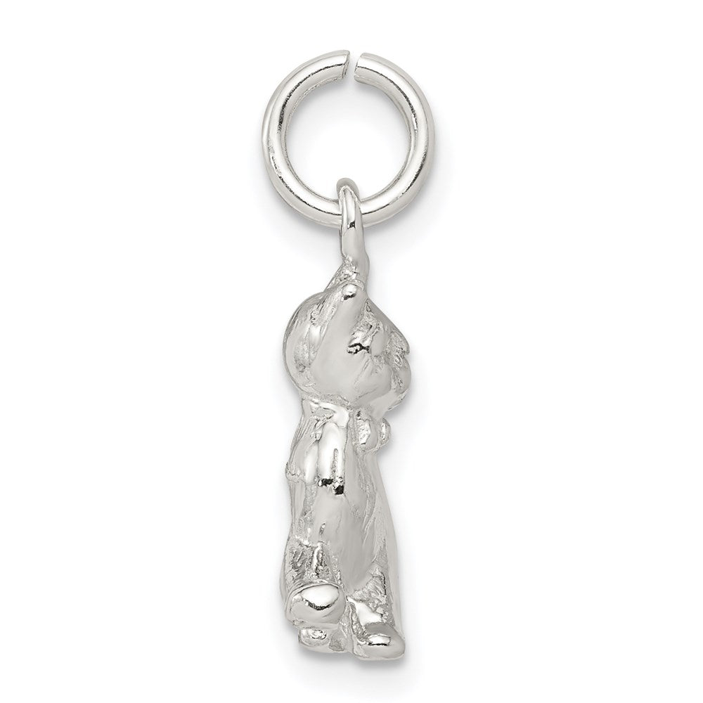 Alternate view of the Sterling Silver 3D Polished Cat Charm or Pendant by The Black Bow Jewelry Co.