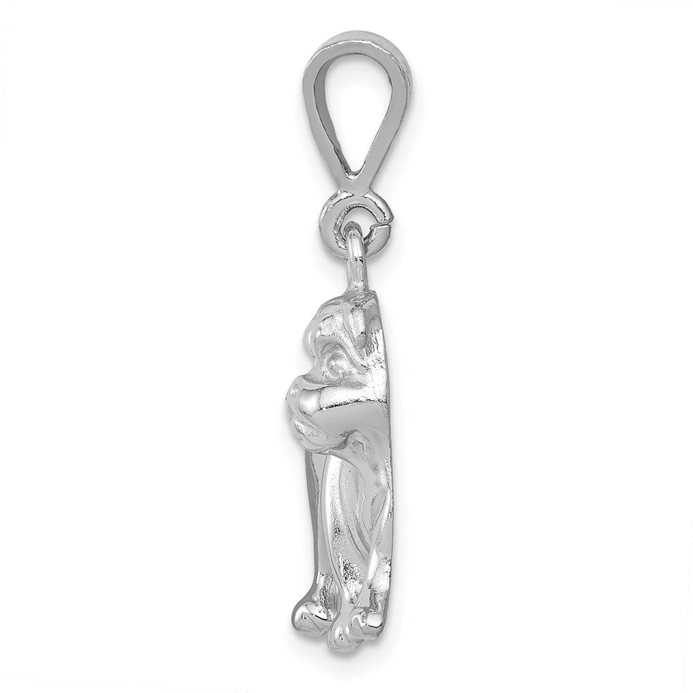 Alternate view of the 14k White Gold Polished 2D Bulldog Pendant by The Black Bow Jewelry Co.