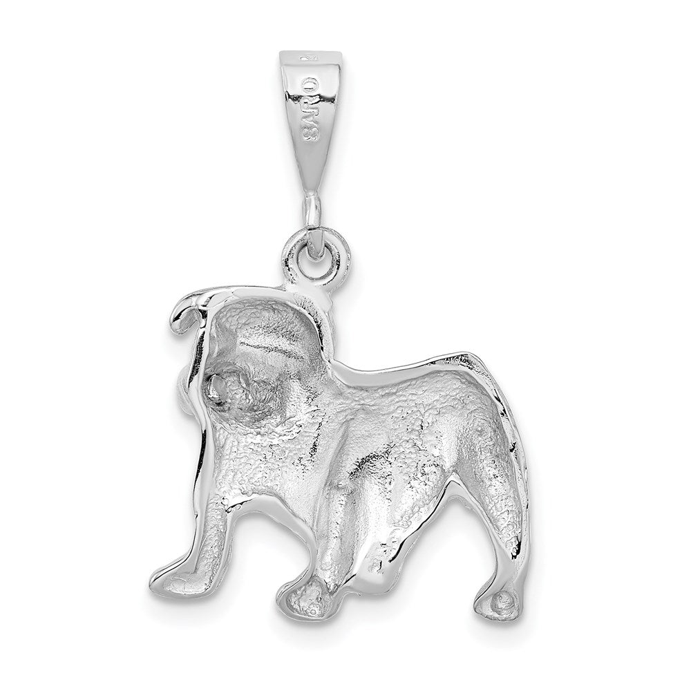 Alternate view of the 14k White Gold Polished 2D Bulldog Pendant by The Black Bow Jewelry Co.