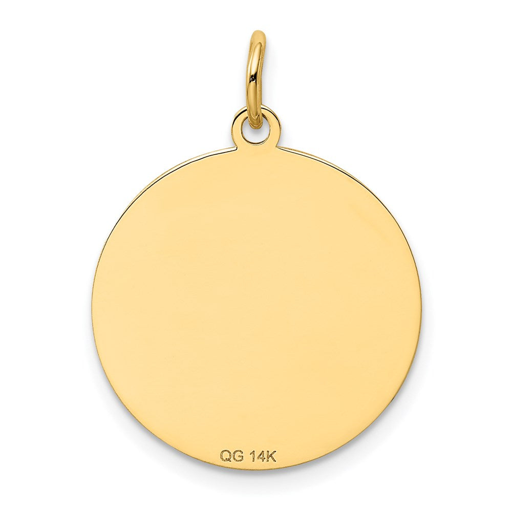 Alternate view of the 14k Yellow Gold Laser Etched Beagle Disc Pendant, 19mm by The Black Bow Jewelry Co.